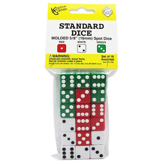 Koplow Games 5/8&#x22; Assorted Standard Dot Dice Set, 6 Pack Bundle